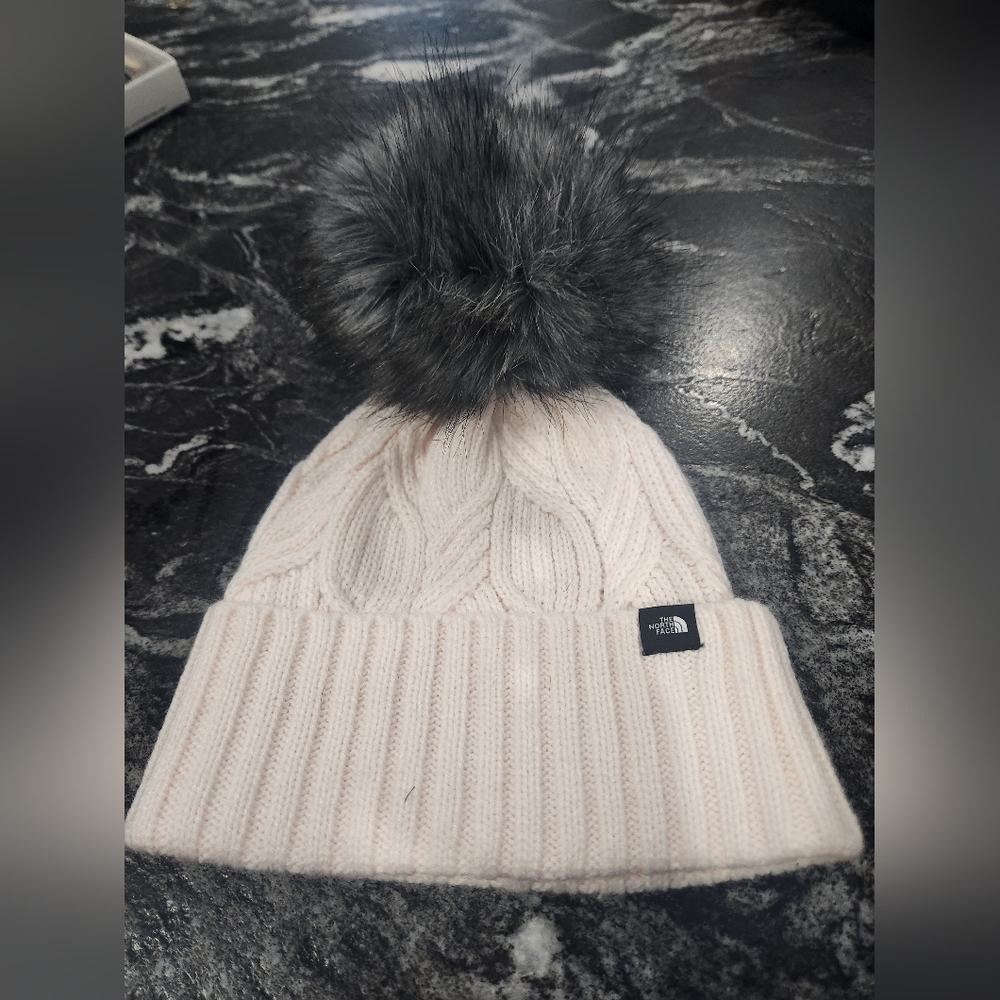 The North Face beanie with furry pom